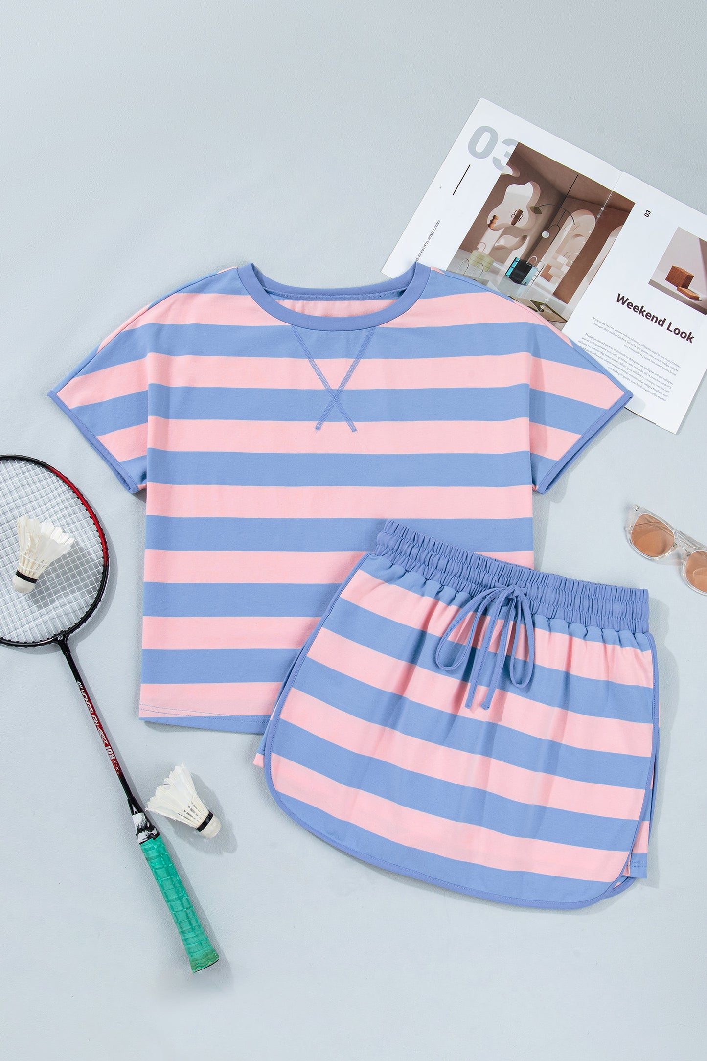Blue & Yellow Striped Lounge Set