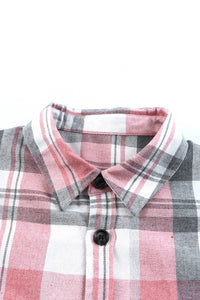 Pink Long Sleeve Collared Button Up Flannel