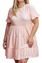 Load image into Gallery viewer, Pink Cheetah Print Tiered Ruffled Plus Size Dress
