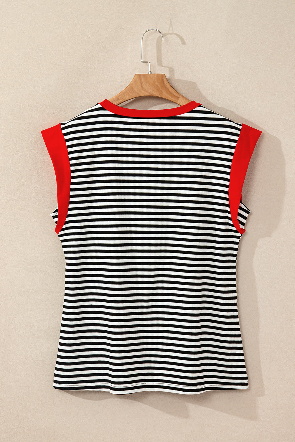 Hillary-Black Stripe Colorblock Top