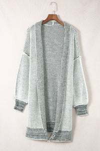 Yellow Knitted Open Front Casual Long Cardigan