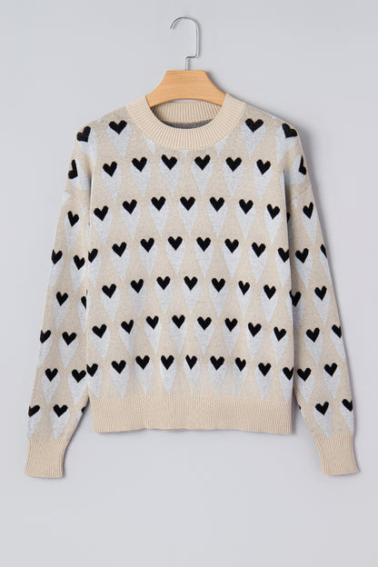 Geometric Heart Print Sweater