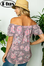 Load image into Gallery viewer, PLUS PAISLEY OFF SHOULDER TIE TOP