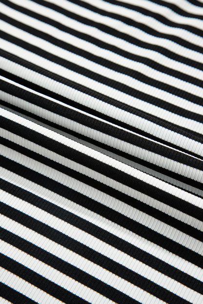 Hillary-Black Stripe Colorblock Top