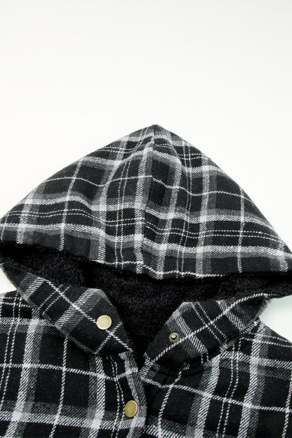 Orange Snap Button Sherpa Lined Hooded Flanne