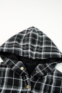 Orange Snap Button Sherpa Lined Hooded Flannel Jacket