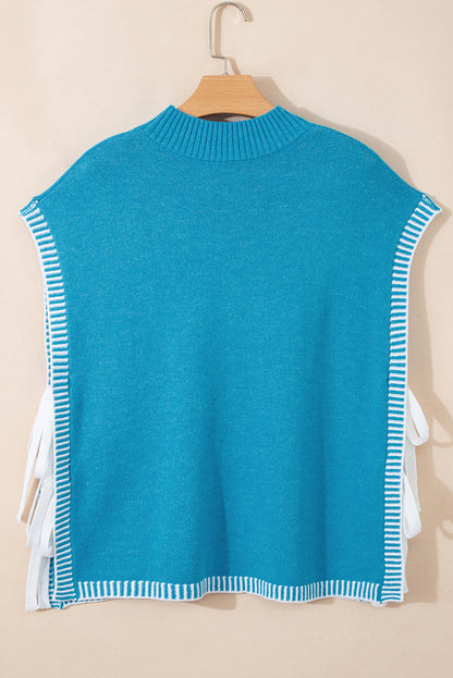 Blue Side Tie Sweater Vest