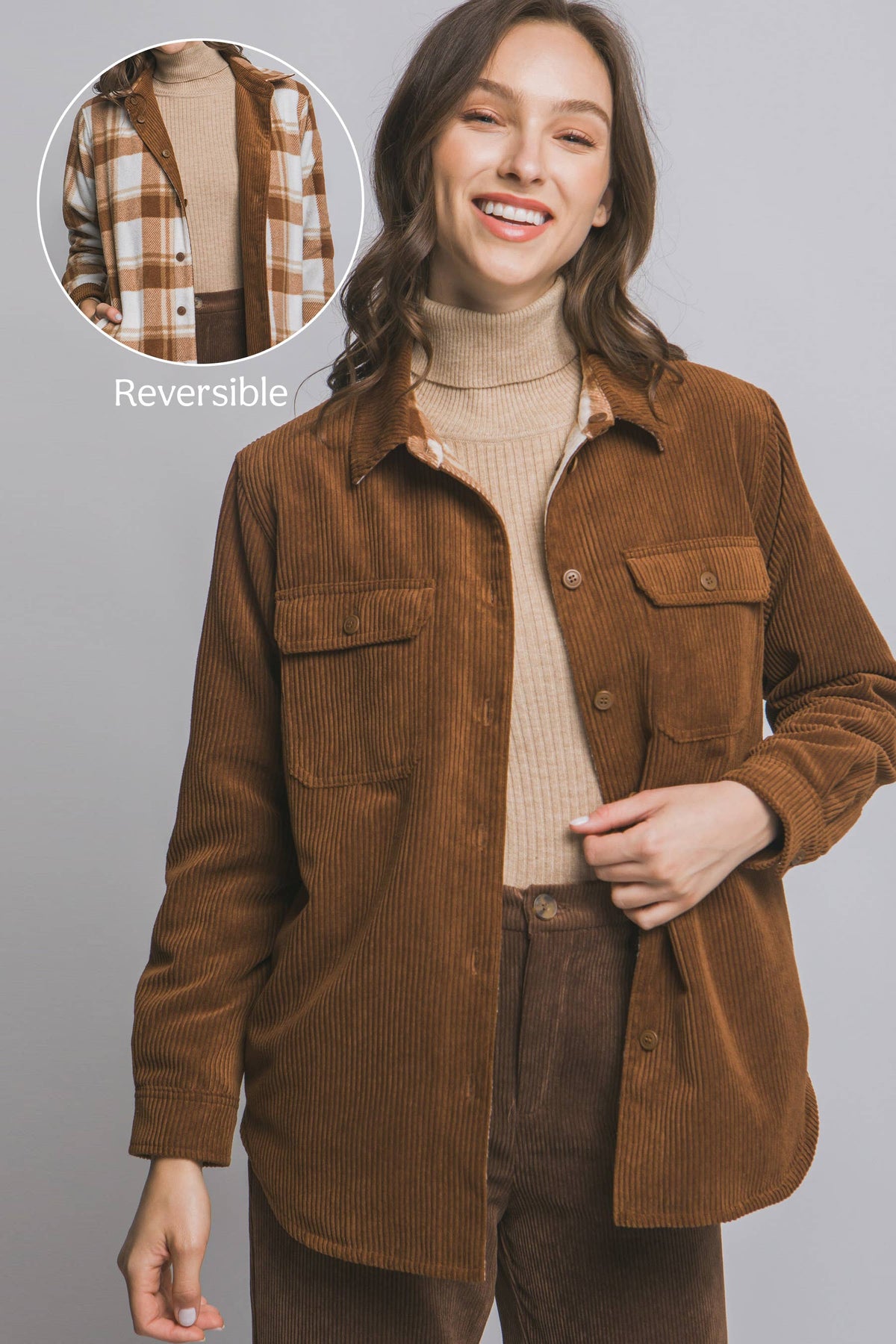 Corduroy Reversible Button Down Jacket