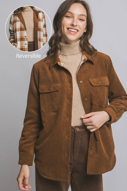 Corduroy Reversible Button Down Jacket