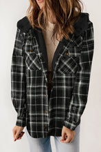 Load image into Gallery viewer, Orange Snap Button Sherpa Lined Hooded Flannel Jacket