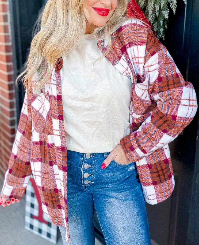 St. Patrick’s Day Green Plaid Cozy Shirt Jacket Shacket