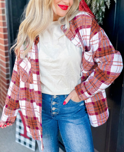 St. Patrick’s Day Green Plaid Cozy Shirt Jacket Shacket