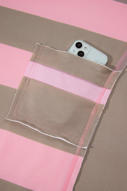 Pink Stripe Striped Colorblock  Sweatshirt