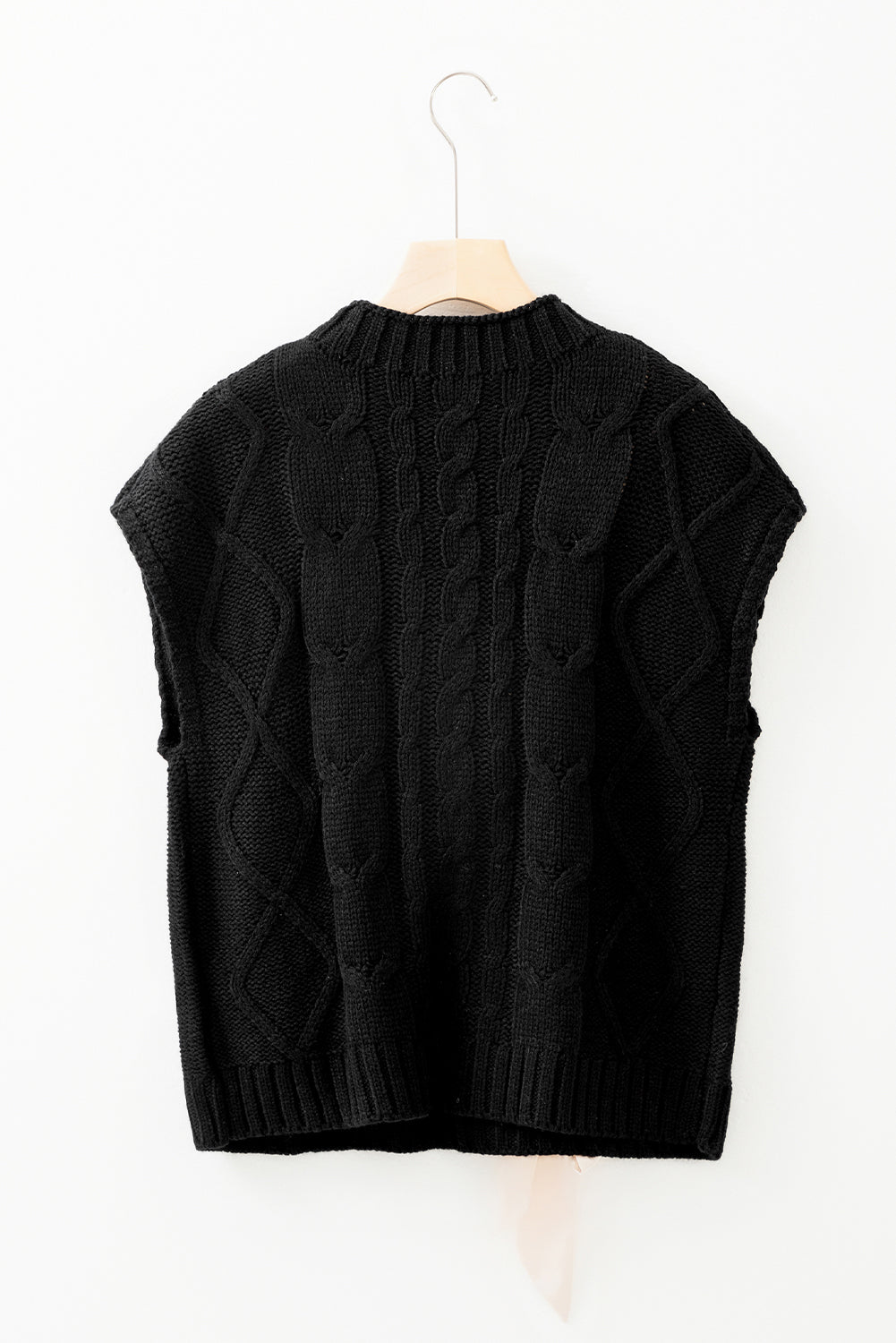 Bailey Black Cable Knit Colorblock Satin Bowknot