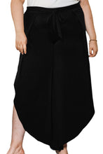 Load image into Gallery viewer, Black Plus Size Front Tie Tulip Wide Leg Pants