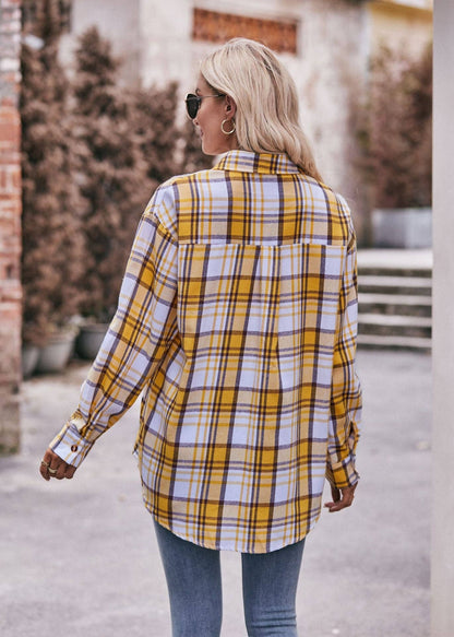 Oversized Plaid Shacket Womens Button Down Shirt Jacket