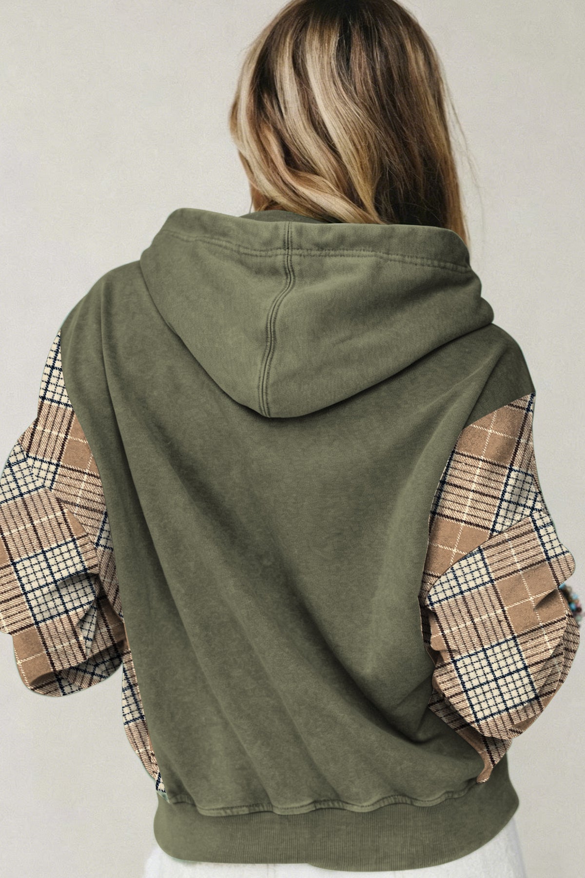 Olive & Plaid Cotton Hoodie