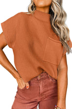 Load image into Gallery viewer, Patch Pocket Ribbed Knit Short Sleeve Sweater