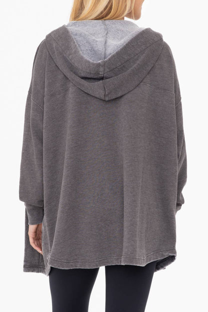 Bailey-Mineral Washed Fleece Hooded Cardigan