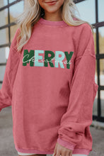 Load image into Gallery viewer, Strawberry Pink MERRY Christmas Corded Pullover Sweatshirt