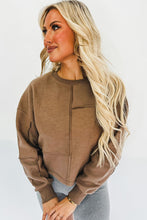 Load image into Gallery viewer, Coffee Solid Exposed Seam Pullover Sweatshirt