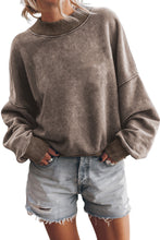 Load image into Gallery viewer, Brown Plain Drop Shoulder Crew Neck Pullover Sweatshirt
