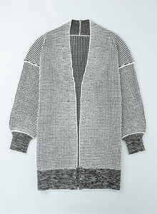 Yellow Knitted Open Front Casual Long Cardigan