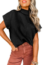Load image into Gallery viewer, Patch Pocket Ribbed Knit Short Sleeve Sweater