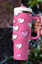 Load image into Gallery viewer, Rose Red Valentines Heart Printed Thermos Cup with Handle