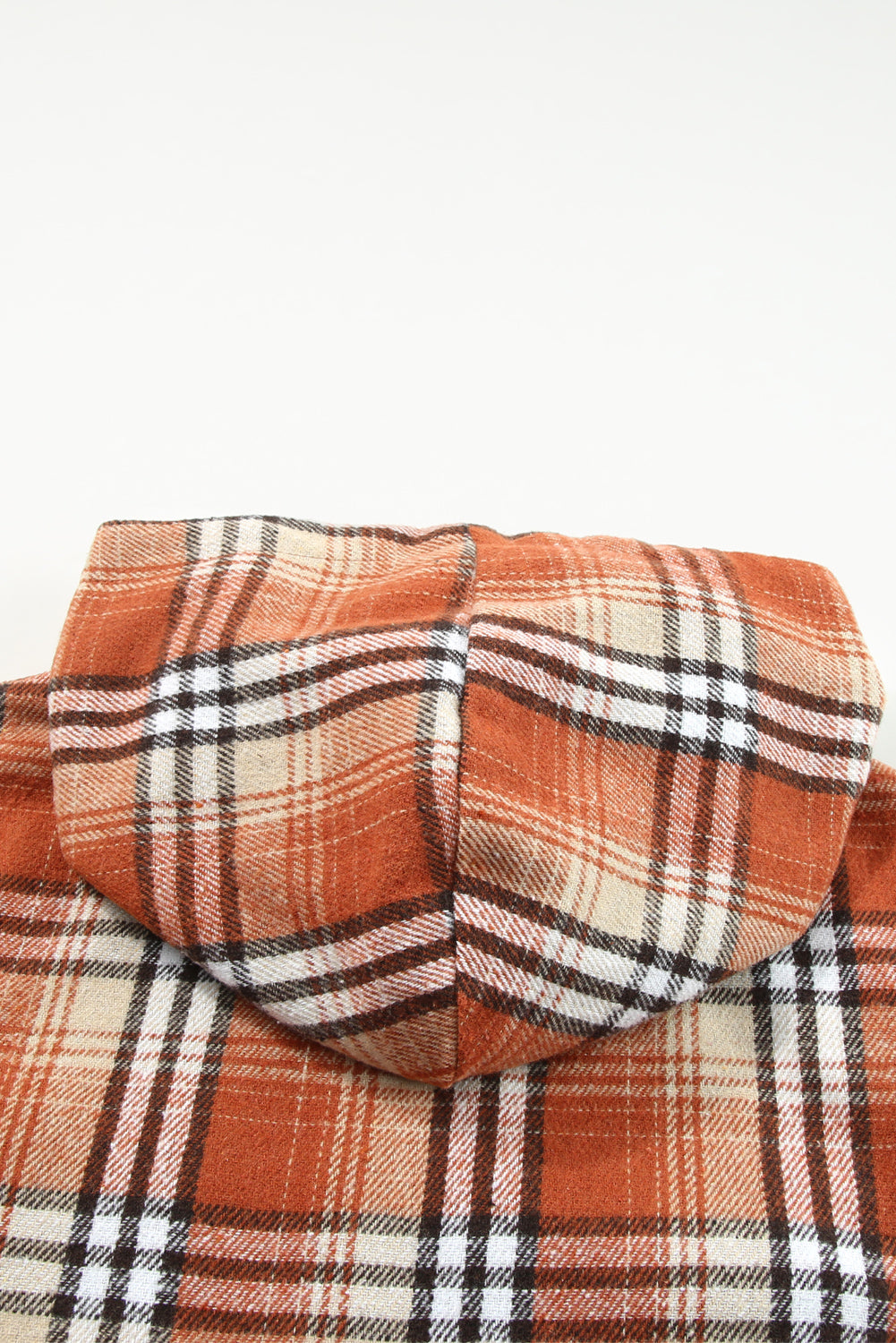 Orange Snap Button Sherpa Lined Hooded Flanne