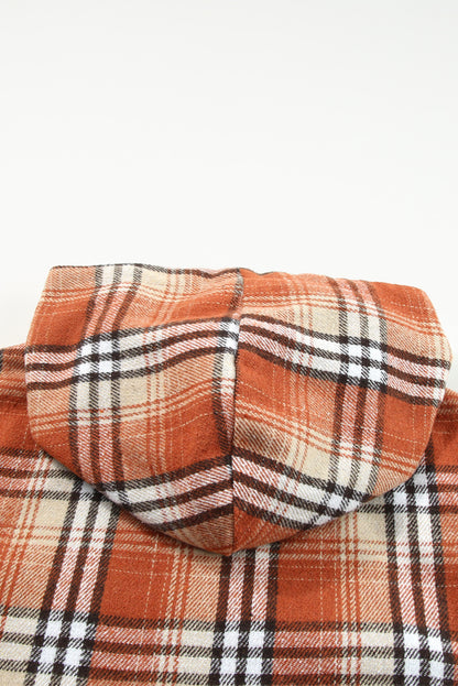 Orange Snap Button Sherpa Lined Hooded Flanne