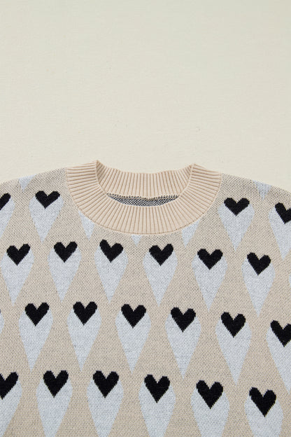 Geometric Heart Print Sweater