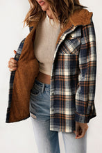 Load image into Gallery viewer, Orange Snap Button Sherpa Lined Hooded Flannel Jacket