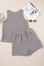 Load image into Gallery viewer, Erin-Medium Grey Corded Sleeveless Top and Pocketed Shorts Set