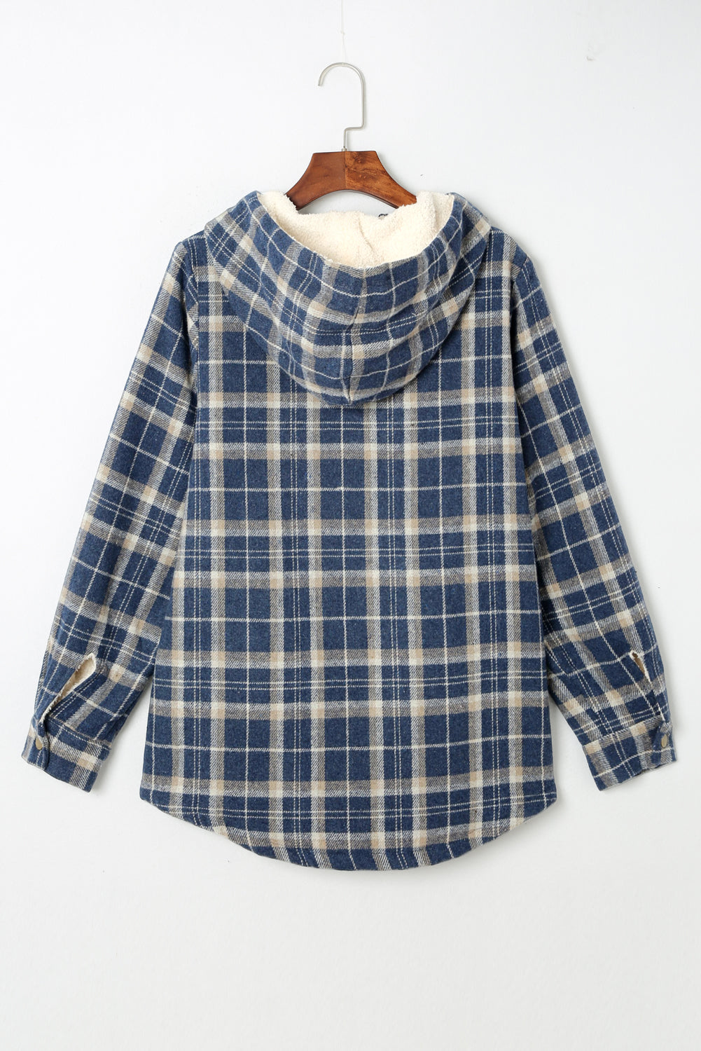 Orange Snap Button Sherpa Lined Hooded Flanne