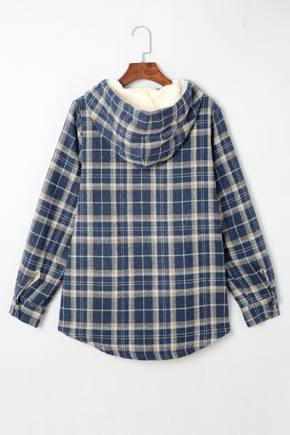 Orange Snap Button Sherpa Lined Hooded Flanne