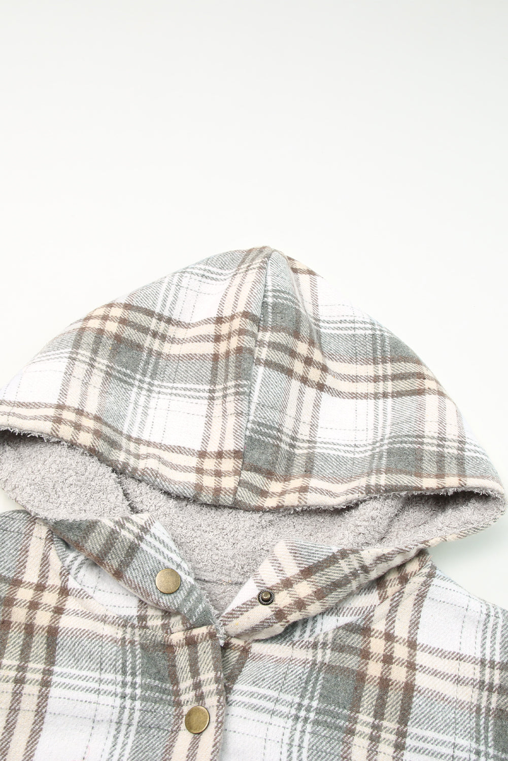 Orange Snap Button Sherpa Lined Hooded Flanne
