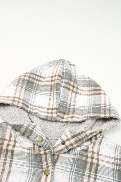 Orange Snap Button Sherpa Lined Hooded Flanne