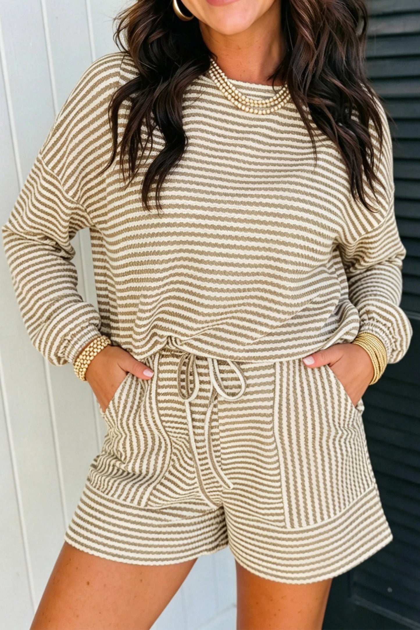 Brown Stripe Textured Set
