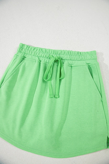 Kimber-Light Green French Terry Drawstring Skort