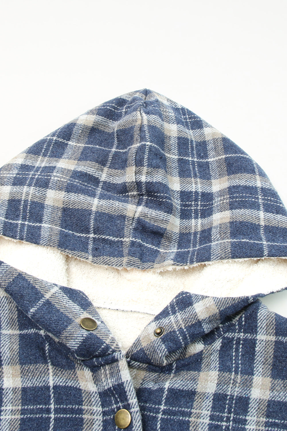 Orange Snap Button Sherpa Lined Hooded Flanne