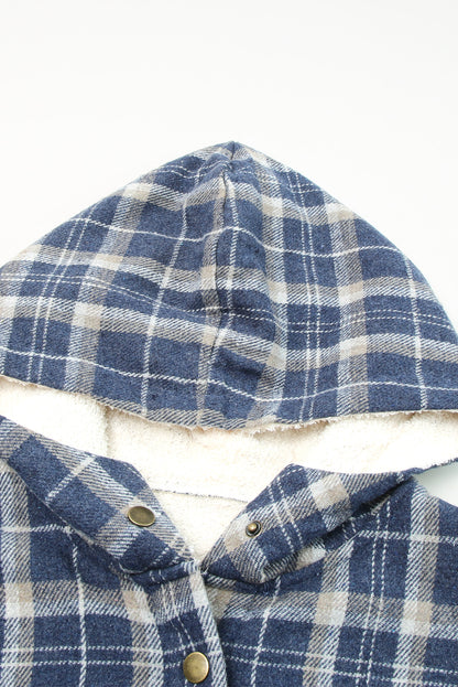 Orange Snap Button Sherpa Lined Hooded Flanne