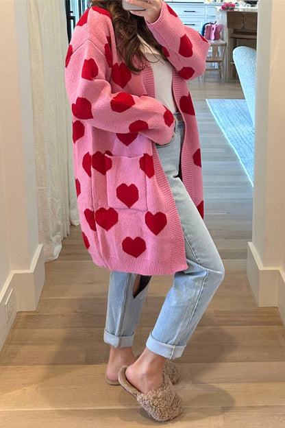 Valentine Heart Long Cardigan