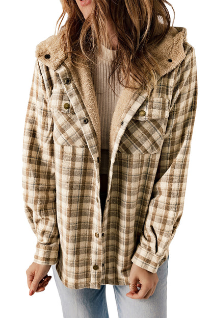 Orange Snap Button Sherpa Lined Hooded Flanne