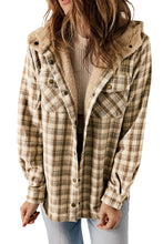 Load image into Gallery viewer, Orange Snap Button Sherpa Lined Hooded Flannel Jacket