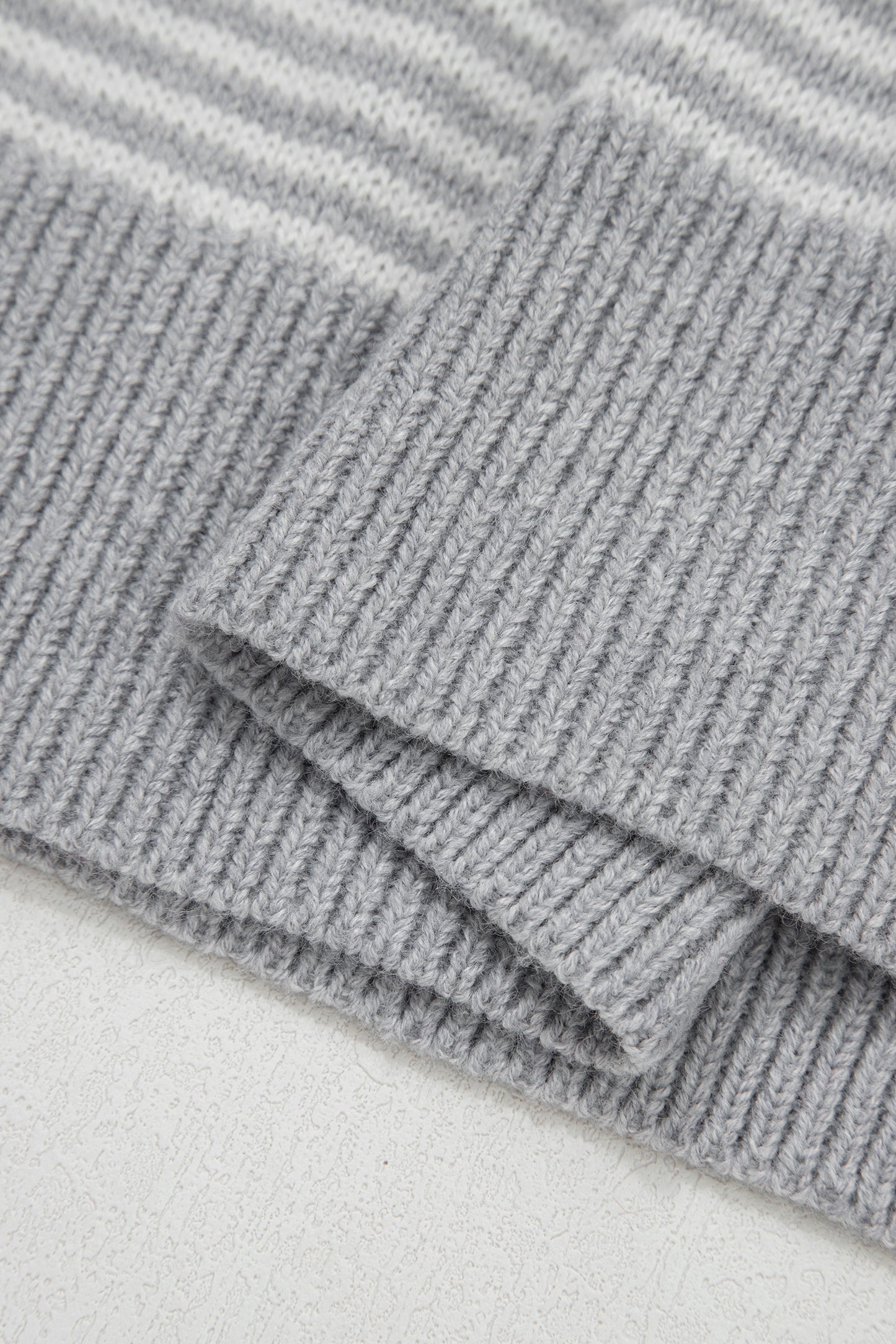 Gray Stripe Heart Valentine Knit Sweater