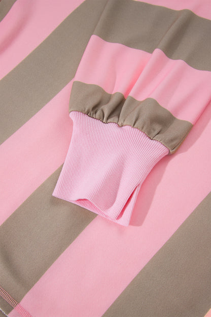 Pink Stripe Striped Colorblock  Sweatshirt