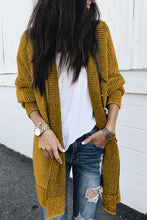 Load image into Gallery viewer, Yellow Knitted Open Front Casual Long Cardigan