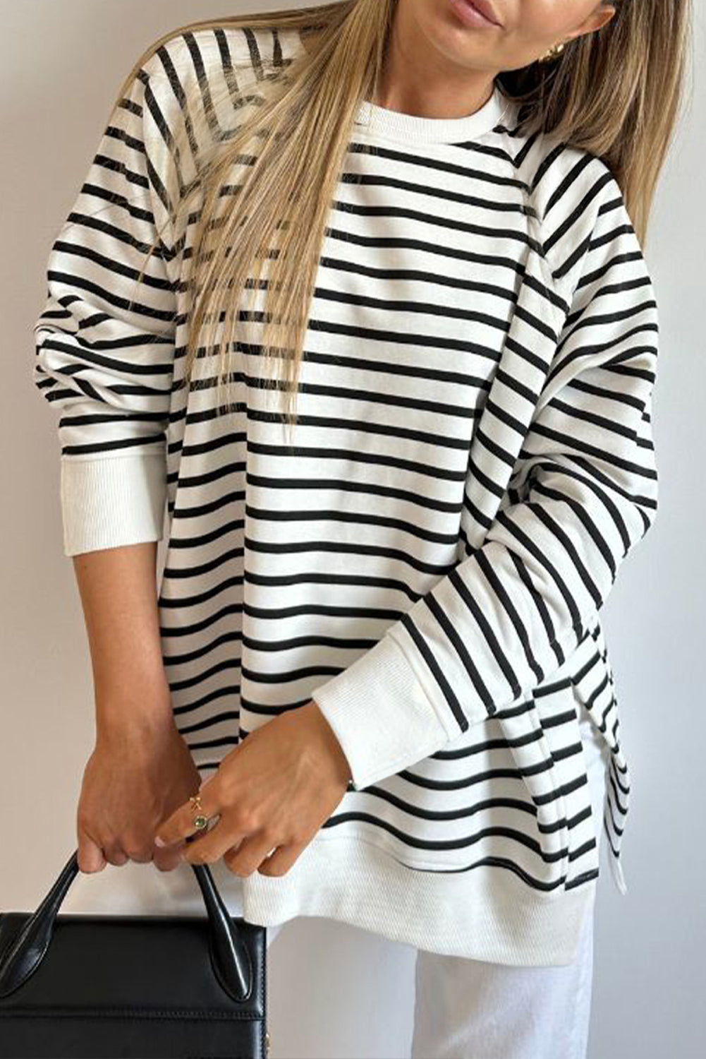 Georgia Black Striped Loose Sweatshirt