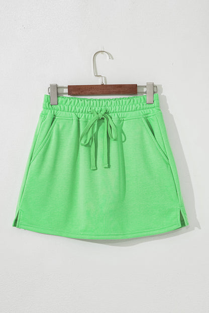 Kimber-Light Green French Terry Drawstring Skort